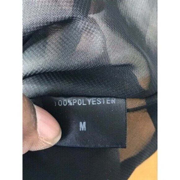 Junk Hippie Womens Midi A Line Black Green Bird Foliage Floral Cutout Dress SZ M - Picture 7 of 9